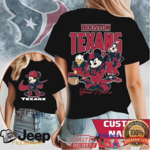 Houston Texans Disney Mickey Donald Goofy Custom Name T Shirt