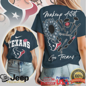 Houston Texans Makeup Artist Sunflower T Shirt Go Texans Women's Tee