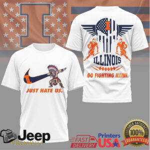 Illinois Fighting Illini Just Hate Us Dabbing Mascot Skull Graphic T Shirt Illinois Fighting Illini Just Hate Us Dabbing Mascot Skull Graphic T Shirt