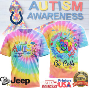 Indianapolis Colts Autism Awareness Support Shirt Puzzle Piece Apple Design