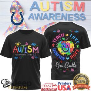 Indianapolis Colts Autism Awareness Support Shirt Puzzle Piece Apple Design