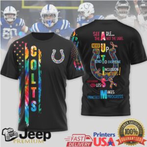 Indianapolis Colts Autism Awareness Tie Dye 3D Print T Shirt Practice Makes Progress