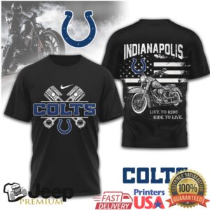 Indianapolis Colts Biker Shirt Colts Live to Ride Ride to Live Motorcycle Fan T Shirt
