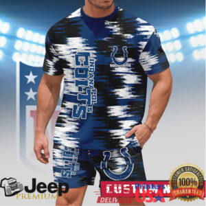 Indianapolis Colts Custom Name Personalized Outfit Blue & White Abstract Stroke Set