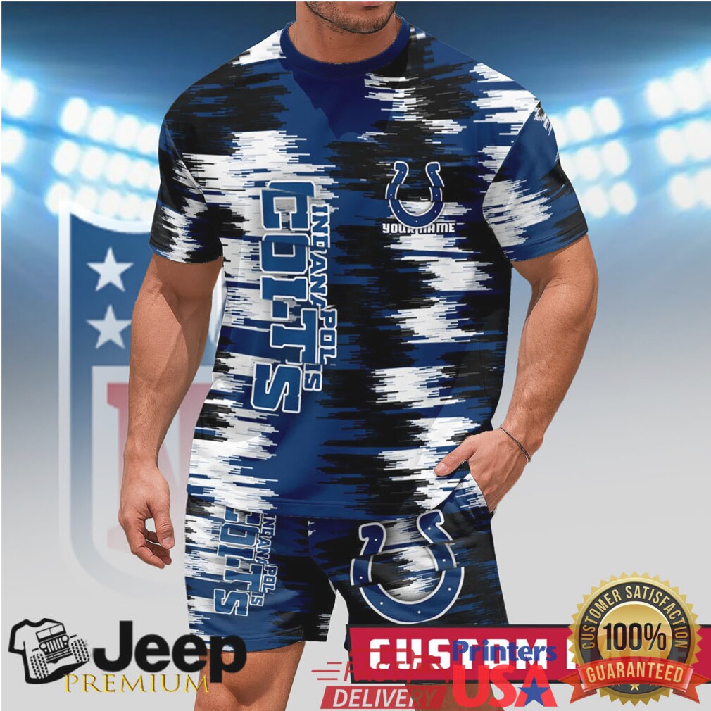 Indianapolis Colts Custom Name Personalized Outfit Blue & White Abstract Stroke Set Indianapolis Colts Custom Name Personalized Outfit Blue & White Abstract Stroke Set