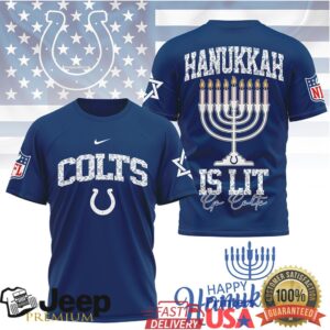 Indianapolis Colts Hanukkah Is Lit Men’s NFL Fan T Shirt Indianapolis Colts Hanukkah Is Lit Men’s NFL Fan T Shirt