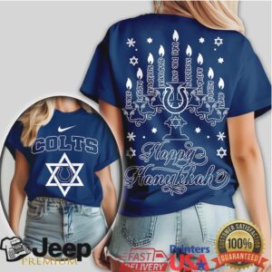 Indianapolis Colts Happy Hanukkah Menorah Star of David NFL T Shirt Indianapolis Colts Happy Hanukkah Menorah Star of David NFL T Shirt