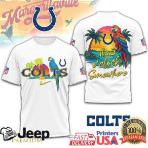 Indianapolis Colts It's 5 O'Clock Somewhere Parrot Tropical T Shirt