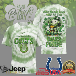 Indianapolis Colts St. Patrick's Day Snoopy Lucky Clover T Shirt