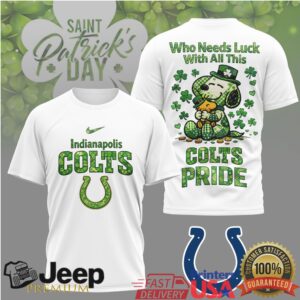 Indianapolis Colts St. Patrick's Day Snoopy Lucky Clover T Shirt