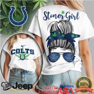 Indianapolis Colts Stoner Girl Messy Bun Marijuana Fan Shirt