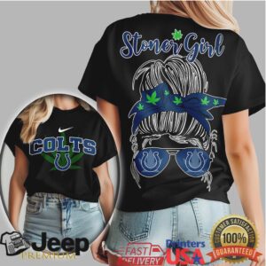Indianapolis Colts Stoner Girl Messy Bun Marijuana Fan Shirt