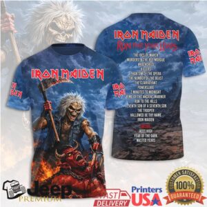 Iron Maiden Run For Your Lives Eddie vs Devil Setlist 3D All Over Print T Shirt