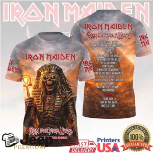 Iron Maiden Run For Your Lives Pharaoh Eddie Egyptian 2026 World Tour T Shirt