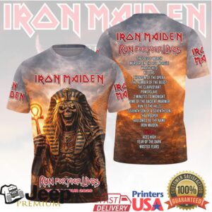 Iron Maiden Run For Your Lives Pharaoh Eddie Egyptian 2026 World Tour T Shirt