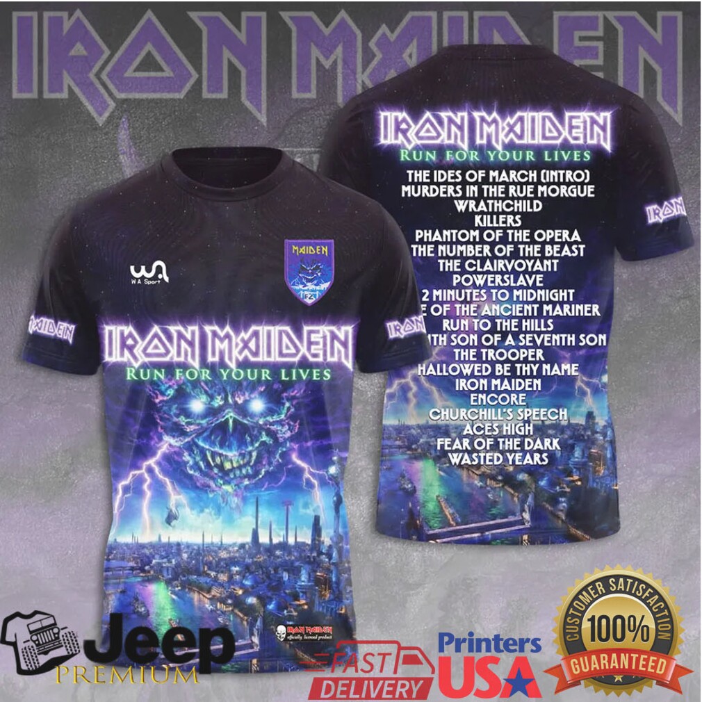 Iron Maiden Run For Your Lives World Tour 2025 26 Setlist Concert T Shirt Iron Maiden Run For Your Lives World Tour 2025 26 Setlist Concert T Shirt