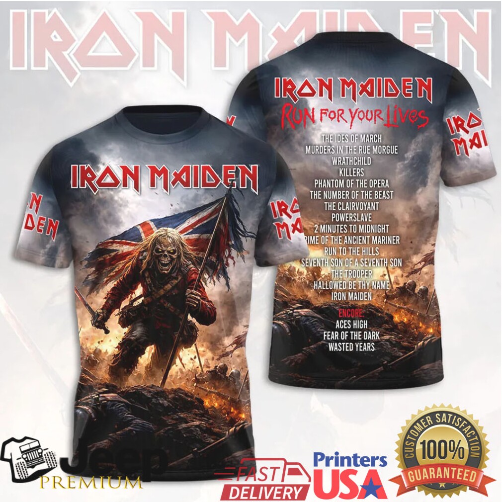 Iron Maiden Run For Your Lives World Tour 2025 Setlist T Shirt Iron Maiden Run For Your Lives World Tour 2025 Setlist T Shirt
