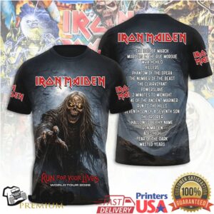 Iron Maiden Run For Your Lives World Tour 2026 3D Graphic T Shirt
