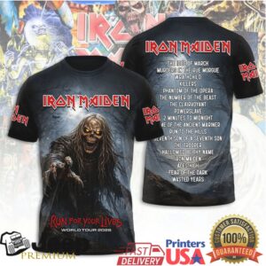 Iron Maiden Run For Your Lives World Tour 2026 3D Graphic T Shirt
