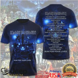 Iron Maiden Run For Your Lives World Tour 2026 Blue Moon Setlist T Shirt