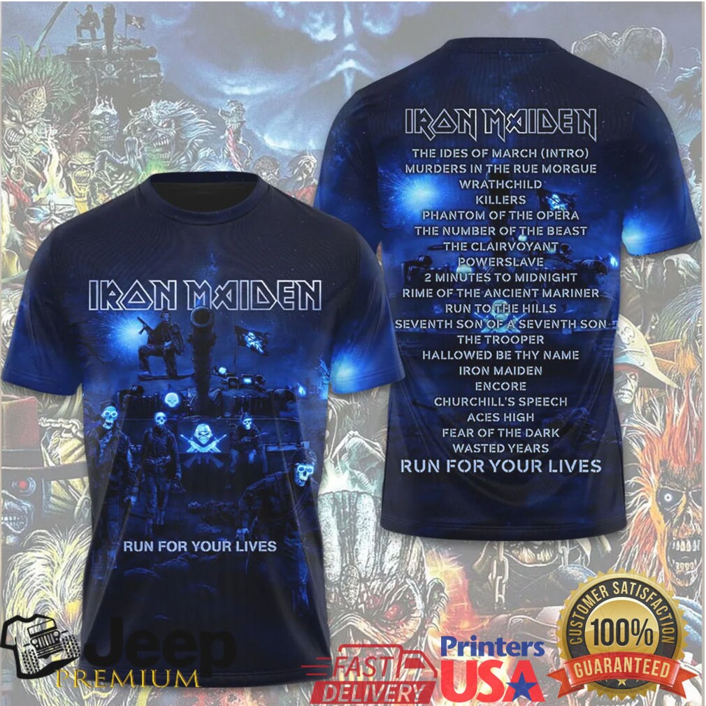 Iron Maiden Run For Your Lives World Tour 2026 Blue Moon Setlist T Shirt Iron Maiden Run For Your Lives World Tour 2026 Blue Moon Setlist T Shirt