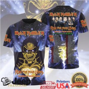 Iron Maiden Run For Your Lives World Tour 2026 Cosmic Eddie T Shirt