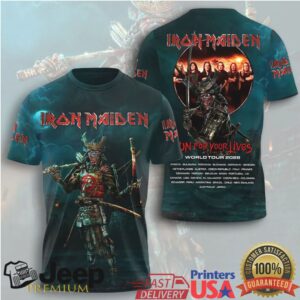 Iron Maiden Run For Your Lives World Tour 2026 Samurai Eddie 3D Print T Shirt