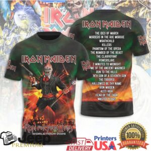 Iron Maiden Run For Your Lives World Tour 2026 Setlist Graphic T Shirt