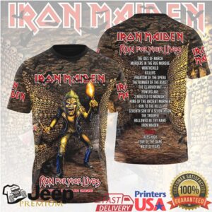 Iron Maiden Run For Your Lives World Tour 2026 Skull Catacombs Eddie Graphic T Shirt