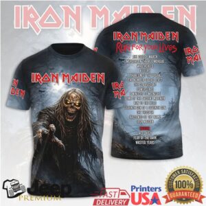 Iron Maiden Run For Your Lives World Tour Skeleton 3D Graphic Apparel T Shirt