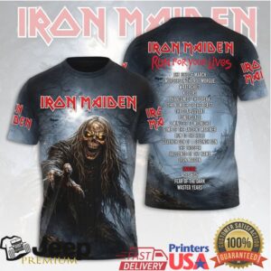 Iron Maiden Run For Your Lives World Tour Skeleton 3D Graphic Apparel T Shirt