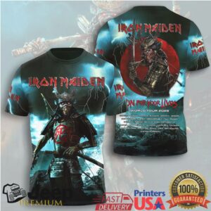 Iron Maiden Samurai Eddie Red Moon Run For Your Lives 2026 Tour T Shirt