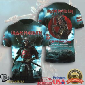 Iron Maiden Samurai Eddie Red Moon Run For Your Lives 2026 Tour T Shirt