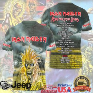 Iron Maiden Vintage Eddie Yellow Hair Run For Your Lives 3D Print T Shirt