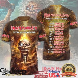 Iron Maiden World Tour 2026 Fire Eddie North American Tour Dates Apparel T Shirt