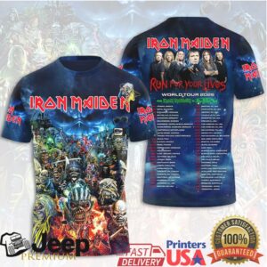 Iron Maiden World Tour 2026 Full Band Collage 3D T Shirt