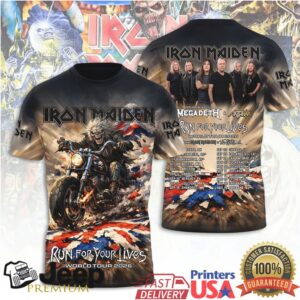 Iron Maiden World Tour 2026 Motorcycle Eddie with Megadeth Anthrax Guests T Shirt