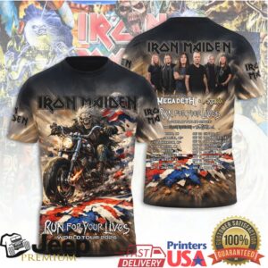 Iron Maiden World Tour 2026 Motorcycle Eddie with Megadeth Anthrax Guests T Shirt