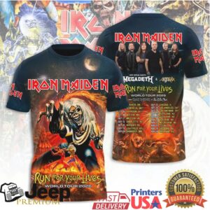 Iron Maiden World Tour 2026 Run For Your Lives Megadeth Anthrax Guest T Shirt