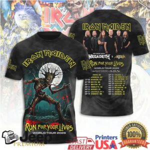 Iron Maiden x Megadeth x Anthrax Run For Your Lives World Tour 2026 Special Guest T Shirt