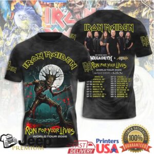 Iron Maiden x Megadeth x Anthrax Run For Your Lives World Tour 2026 Special Guest T Shirt