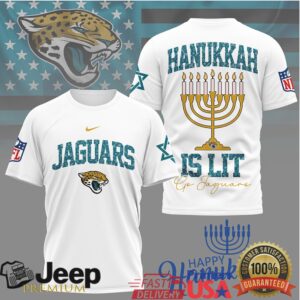 Jacksonville Jaguars Hanukkah Is Lit Men’s NFL Fan T Shirt Jacksonville Jaguars Hanukkah Is Lit Men’s NFL Fan T Shirt