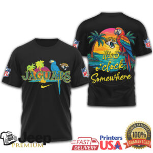 Jacksonville Jaguars NFL Tropical Parrot It's 5 O'Clock Somewhere T Shirt