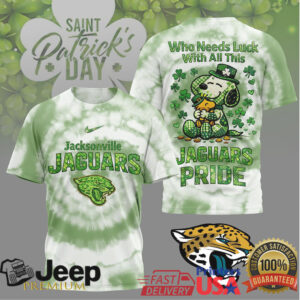 Jacksonville Jaguars St. Patrick's Day Snoopy Green Pride Shirt