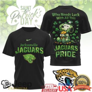 Jacksonville Jaguars St. Patrick's Day Snoopy Green Pride Shirt
