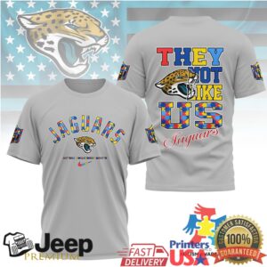 Jacksonville Jaguars They Not Like Us Autism Awareness NFL T Shirt