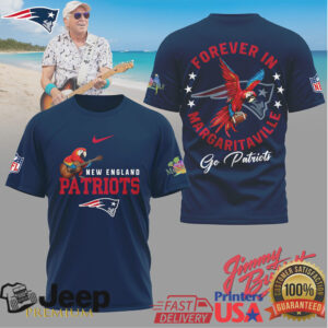 Jimmy Buffett Forever in Margaritaville New England Patriots Tribute T Shirt Jimmy Buffett Forever in Margaritaville New England Patriots Tribute T Shirt