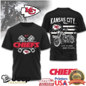 Kansas City Chiefs Biker T Shirt Motorcycle Pistons Ride To Live Design