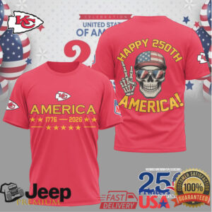 Kansas City Chiefs Happy 250th Anniversary America Skull NFL T Shirt
