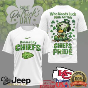 Kansas City Chiefs St. Patrick's Day Snoopy Pride Green T Shirt